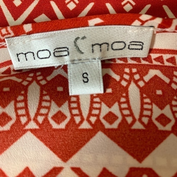 Moa Moa S Orange/White Elephant Print Blouse - Picture 4 of 5